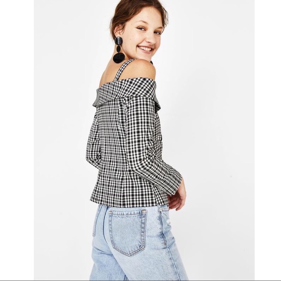 Bershka Plaid blazer with Bardot neckline - Picture 2 of 7